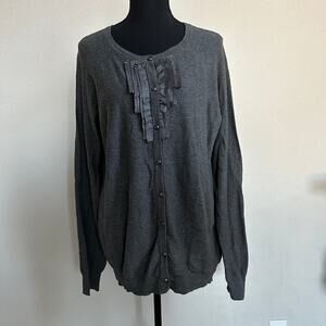 Eddie Bauer Cardiga XXL Button 100% Cotton Outdoors Ruffle Gray Knit Casual NWT